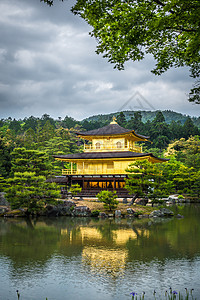 日本京都Kinkakuji金殿神道反射公园旅行文化佛教徒历史性建筑旅游花园图片