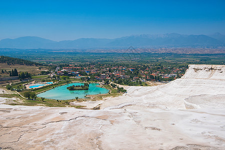 著名的土耳其土族帕穆卡勒旅游瀑布棉花旅行天空游客蓝色遗产火鸡钟乳石图片