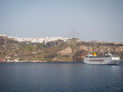 希腊圣托里尼游轮旅游旅行目的地邮轮社论胜地观光巡航图片