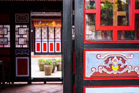 传统的中国建筑房门Name红色艺术房子木头入口图纸古董历史艺术品文化图片