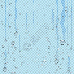 流下蓝色 透明而透明的水滴图片