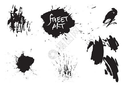 一组街道艺术元素 背景黑白抽象纹理 带有暗点和图画 Name图片