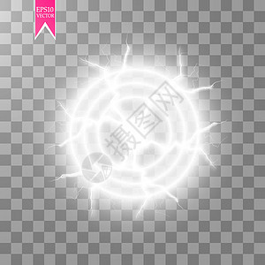 电球闪电的透明光效 魔术等离子球光子危险震惊几何学电气宇宙力量圆圈魔法玻璃背景图片