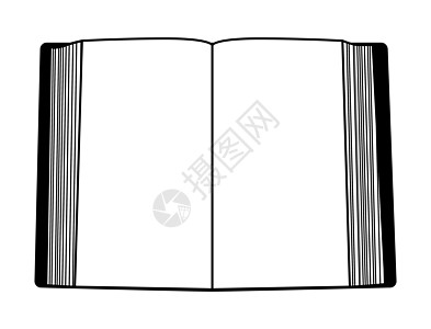 白色背景上孤立的打开的书大纲图片