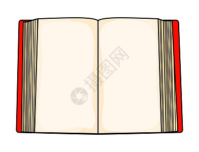 白色背景上孤立的红色卡通开放书图片