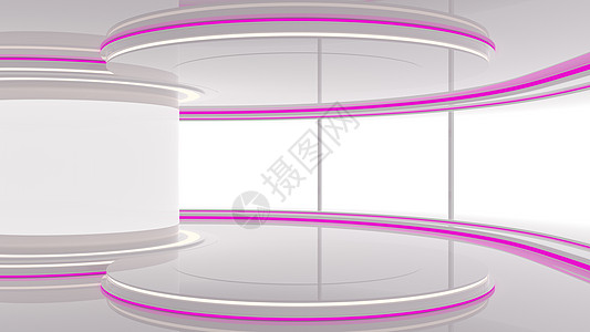 电视新闻或商业活动的抽象工作室辉光阴影走廊大厅场景科幻圆形天花板白色3d图片