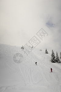 滑雪道上的两个滑雪者图片