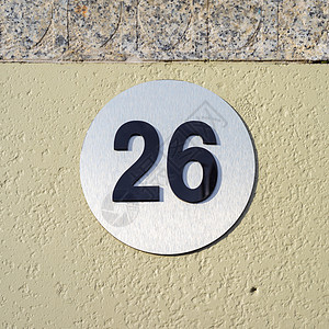 26号点缀金属号码指示牌装饰品街道字体抛光圆形刻字图片