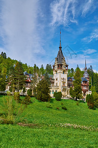 西纳亚的佩莱斯城堡树木遗产建筑旅行豪宅塔钟森林观光建筑学旅游图片