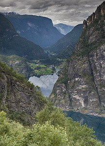 亚陆谷aurland 山谷顶峰全景旅行旅游岩石峡湾颂歌图片