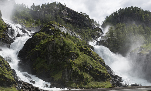 长白山瀑布拉特弗森瀑布双胞胎天空旅游石头森林吸引力旅行蓝色岩石背景
