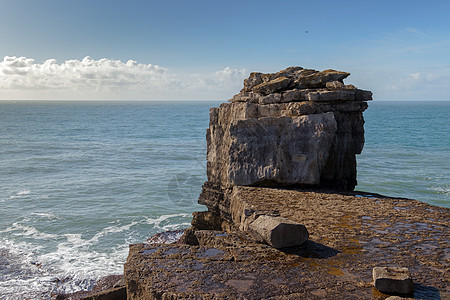 Dorset 的 Jurassic 海岸线视图白色遗产晴天小岛海景悬崖海岸侏罗纪天空岩石图片