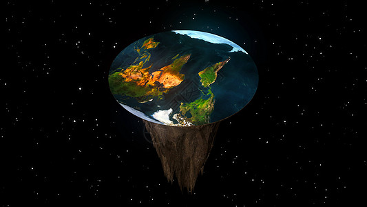 平坦地球的概念  3d 渲染宇宙神话月亮地理轨道天篷信念勘探科学伪科学图片