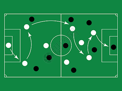 带足球游戏策略的绿色平地 矢量图解玩家卡通片剧本绘画桌子插图场地黑板方案草图图片