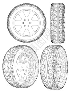 汽车或卡车轮胎提图大纲图片
