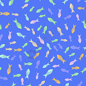 无缝无缝定型色鱼蓝色市场钓鱼艺术纺织品荒野海洋生态包装动物图片
