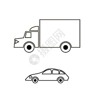 集装箱卡车图标载体商业车辆汽车车轮物流拖拉机服务运输绘画图片