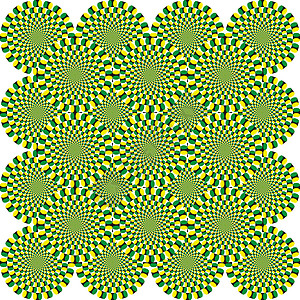 矢量光学错觉旋转周期背景运动漩涡创造力蜂窝催眠圆圈绿色插图黑色万花筒图片