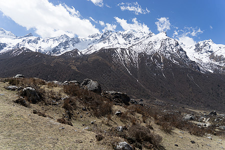 尼泊尔Langtand河谷登山旅游假期天空浪塘生态远足山脉旅行图片