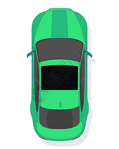 白色背景上孤立的平面样式的绿色运动车顶视图团队轿车插图汽车轮子胜利安全优胜者速度卡通片图片