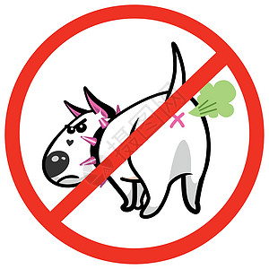 可爱的矢量卡通狗 愤怒的白色公牛泰瑞尔 禁止标志图片