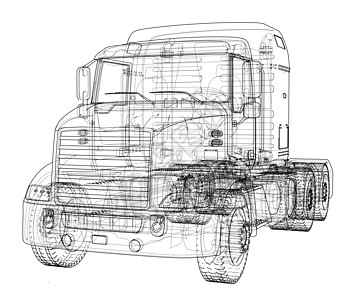 概念卡车  3 的矢量渲染盒子车辆货运进口技术贮存绘画商品物流船运图片