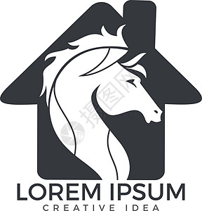 马和房子标志设计模板自由吉祥物优美动物标签神话品牌纹章标识历史性图片