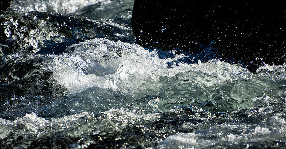 河水迅速涌向岩石的冲浪图片
