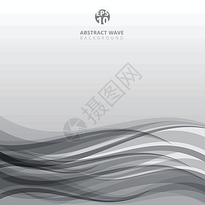 灰色背面灰色灰状的抽象圆形和白色曲线线图案波图片