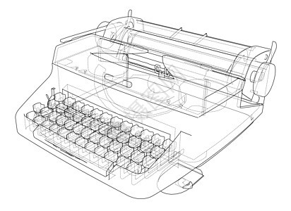 打字机的概念 韦克托文档草图创造力作者艺术古董绘画作家打印插图背景图片
