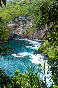 HI 毛伊岛海滩场景波浪树木旅行岩石海洋旅游海景天空图片