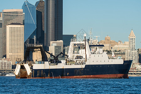 艾略特湾的工厂拖网者钓鱼渔船商业渔业海洋血管天际商船船队图片