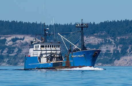 雾蓝螃蟹血管商船商业钓鱼海洋渔业渔船航海船队图片
