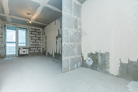 倒空肮脏的房间灰色建筑工业地面粉饰房子空白装修墙壁建筑学背景图片