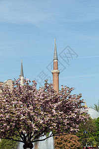 奥斯曼清真寺的米纳雷特脚凳建筑火鸡历史性尖塔旅行图片