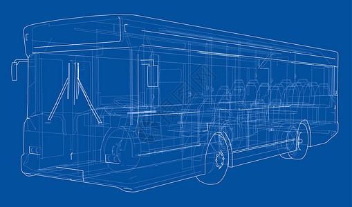 概念城市公交车  3 的矢量渲染商业旅游蓝图游客工程巴士服务乘客公共汽车绘画图片