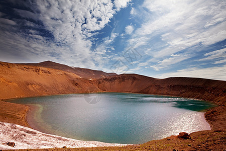 冰岛湖湖高地火山口火山旅游旅行娱乐天空场地陨石远足图片