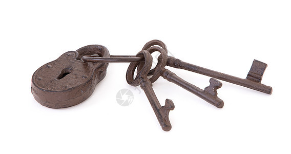 戒指上的古董钥匙古铜色宏观金属安全怀旧历史性图片