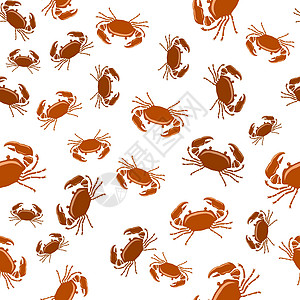 油墨海红螃蟹 具有巨爪密封无缝模式 新鲜海产食品图标图片
