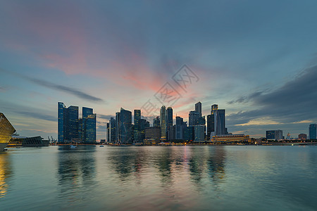 新加坡的玛丽娜湾天际日落图片