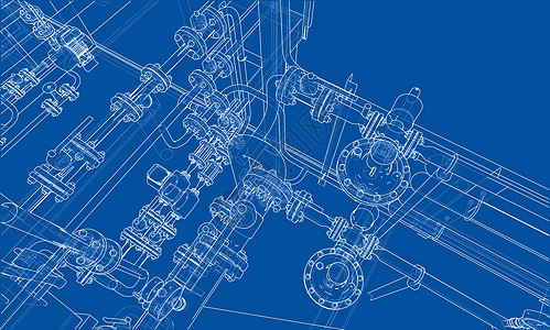 素描工业设备 韦克托管道植物蓝图力量金属草图阀门配件3d模型图片
