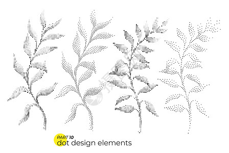 普遍趋势多点叶集 虚线明亮粗体元素 c邀请函树叶墙纸装饰品斑点植物插图叶子过渡热带图片