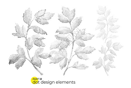 普遍趋势多点叶集 虚线明亮粗体元素 c树叶艺术插图植被墙纸植物叶子花园坡度动画片图片