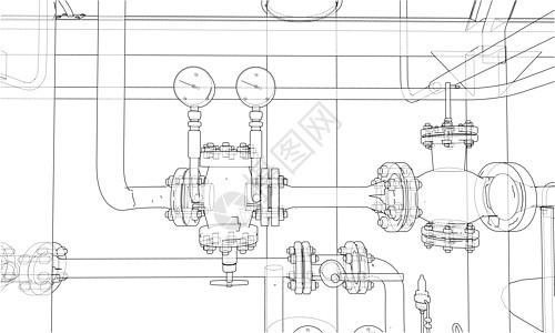 管道素描工业设备 韦克托设施绘画模型插图阀门工程压力龙头草图植物插画
