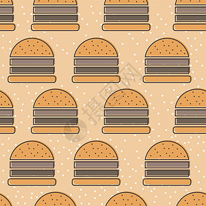 汉堡架线图标图标无缝矢量模式 快速食物概要可调动背景图片