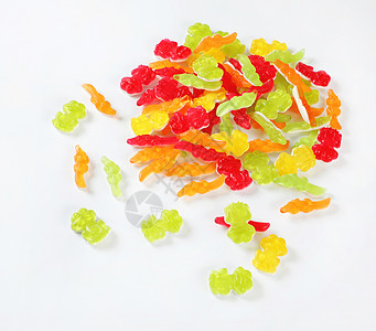 彩色糖糖水果味鳄鱼糖果食物软糖动物团体青蛙口香糖甜点背景图片