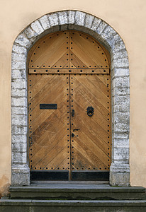 旧中世纪大门棕色古董木头建筑学入口建筑拱形图片