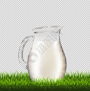 水罐与草边框透明背景草本植物牛奶区系农场食物瓶子插图产品农田早餐图片