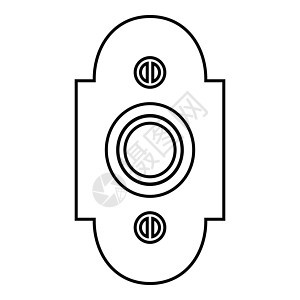 Doorbell 图标 黑颜色插图平板样式简单图像黑色按钮铃声顺口溜入口戒指背景图片