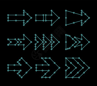 直线形箭头 连接点 HUD 界面设计图片